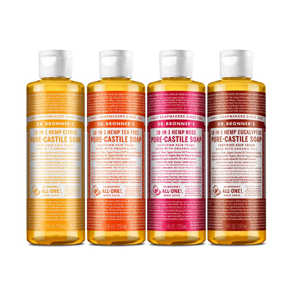Dr. Bronner's savon liquide citron – parfum frais et usage polyvalent pour visage et corps.