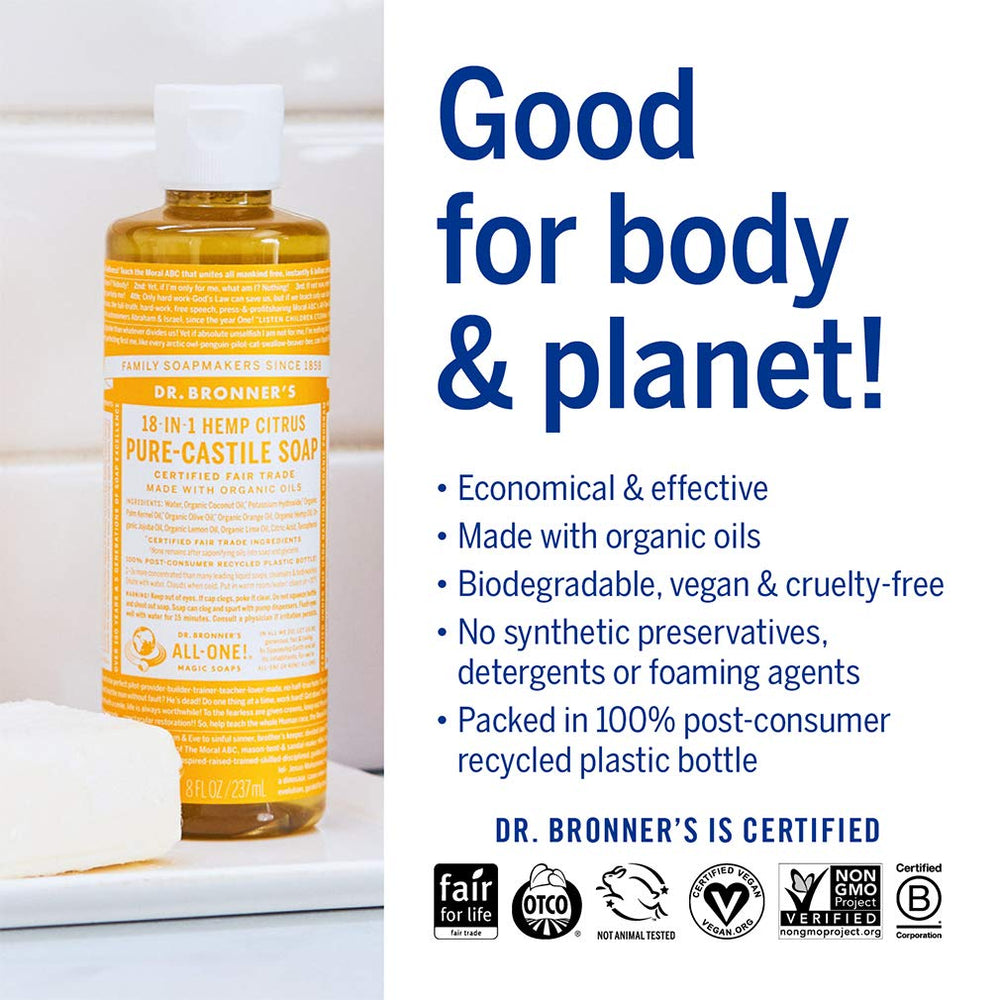 Dr. Bronner's savon liquide éucalyptus – senteur vivifiante et nettoyage maison.