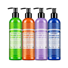 Dr. Bronner's Lotion bio menthe – emballage prêt à usage quotidien.