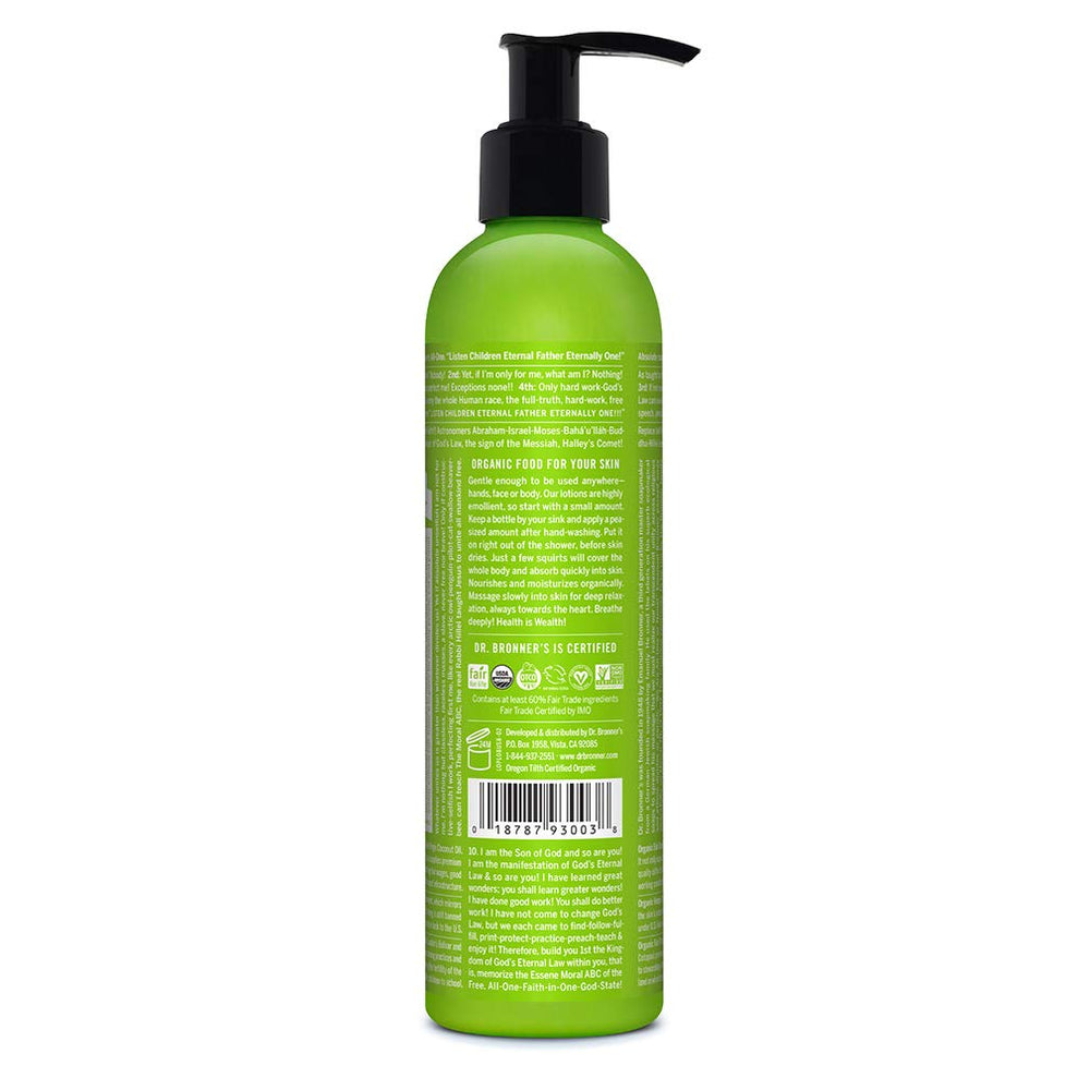 Dr. Bronner's Patchouli Lime Lotion – pompe pratique pour usage quotidien sur les mains.