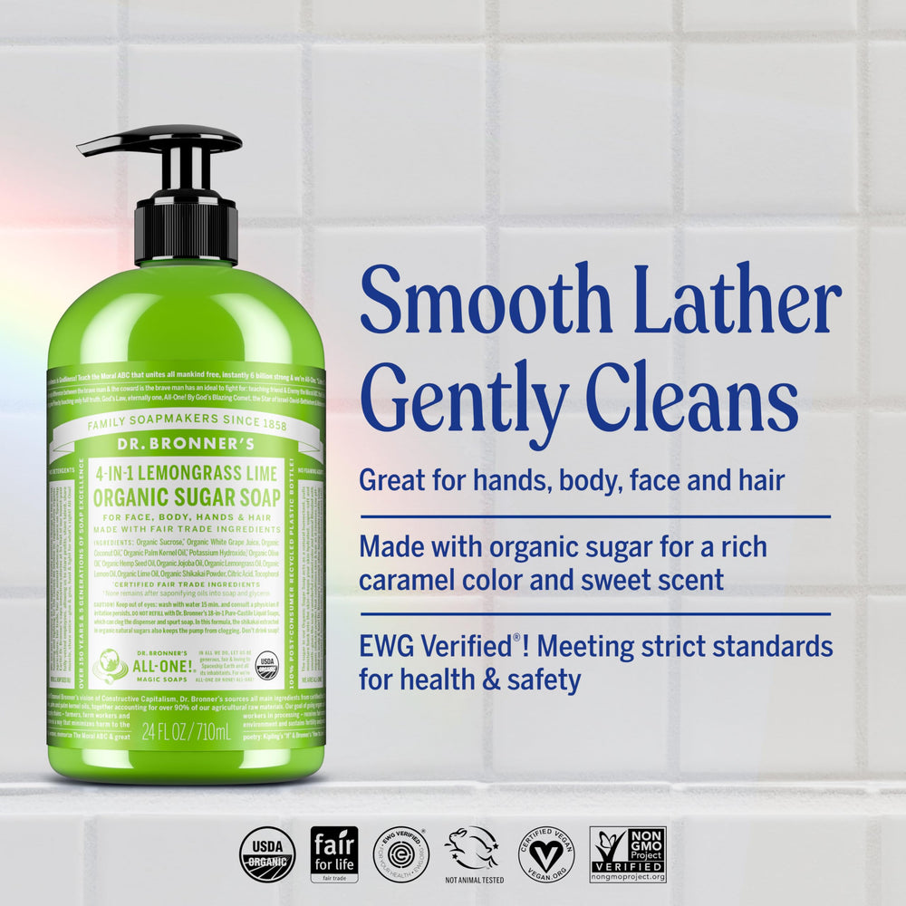 Dr. Bronner's Mousse crémeuse citronnelle idéale pour la douche.