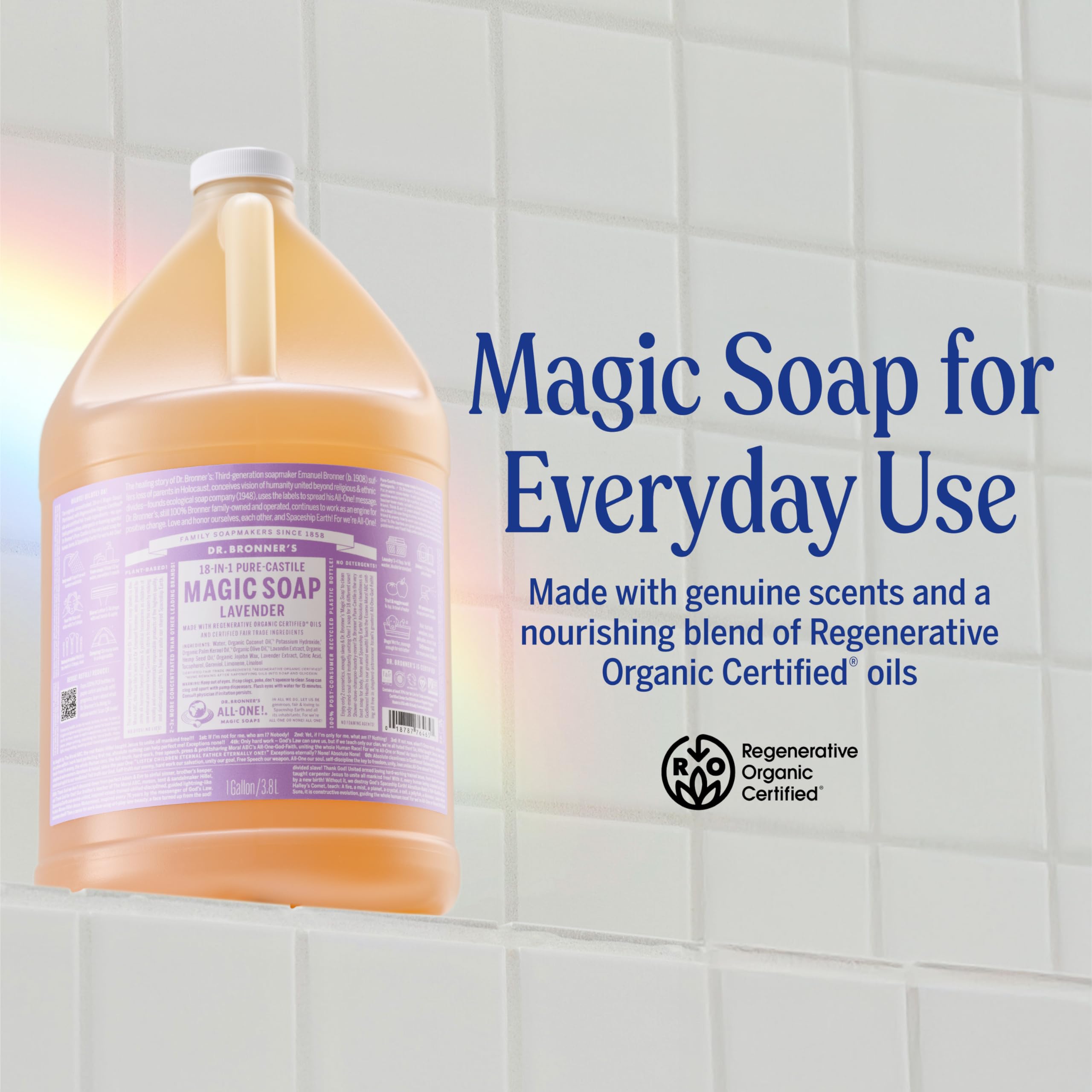 Mousse épaisse Dr. Bronner’s lavande sur la peau, sensation claire et fraîche.