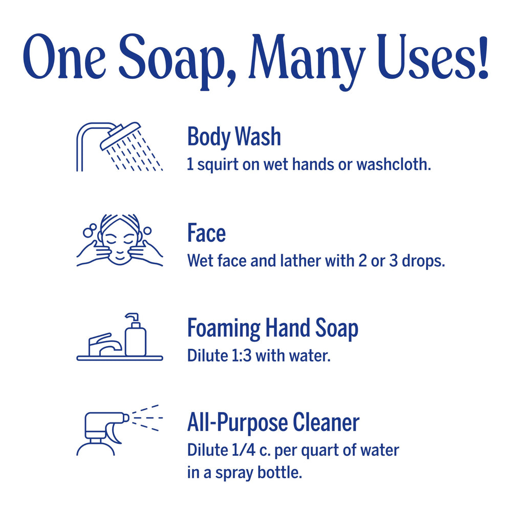 Dr. Bronner’s Savon Castile Arbre à thé – mousse riche pour visage et corps.