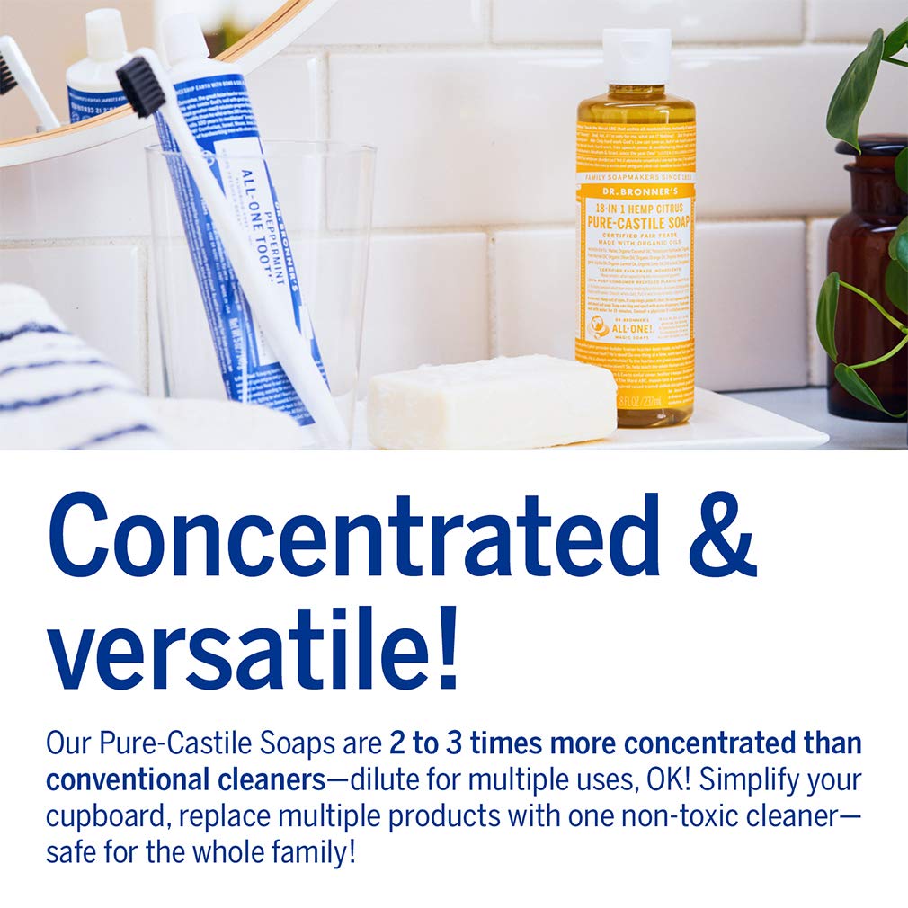 Dr. Bronner's pack quatre savons 8oz – choix varié et usages multiples.