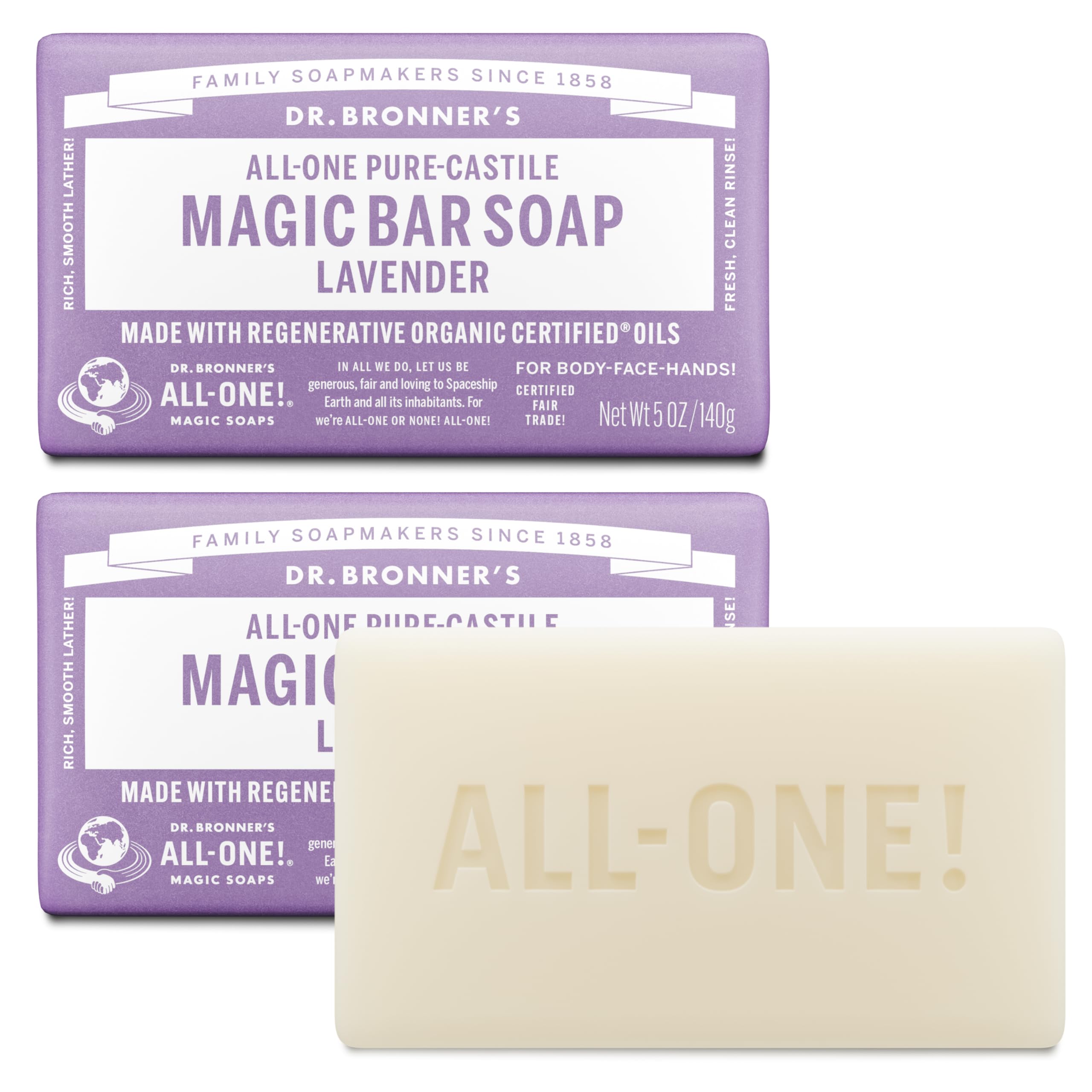 Dr. Bronner's barre lavande duo, mousse riche pour soin tout-en-un
