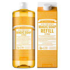 Mousse riche de Dr. Bronner's Pure-Castile Citrus, sensation nette sur la peau.