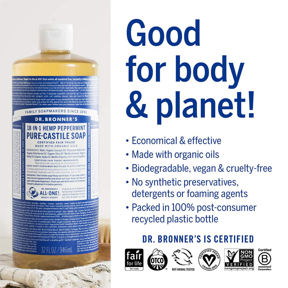 Dr. Bronner's Menthe: ingrédients biologiques pour savon efficace