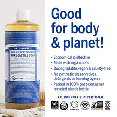 Dr. Bronner's Menthe: ingrédients biologiques pour savon efficace