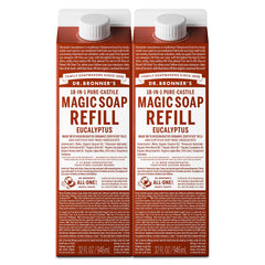 Dr. Bronner’s Refills eucalyptus – bouteille polyvalente pour corps et linge.