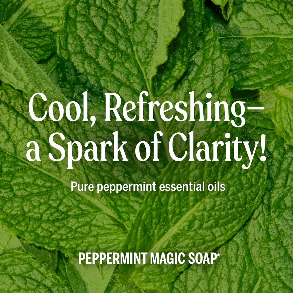 Dr. Bronner’s Menthe, savon sans épaississants pour usages variés.