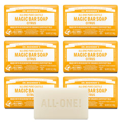 Dr. Bronner's savon-barre citronné, mousse riche et douceur peau et cheveux.