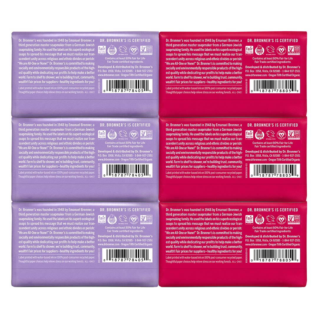 Dr. Bronner's savon-barre lavande 5oz, parfum naturel et soin quotidien.