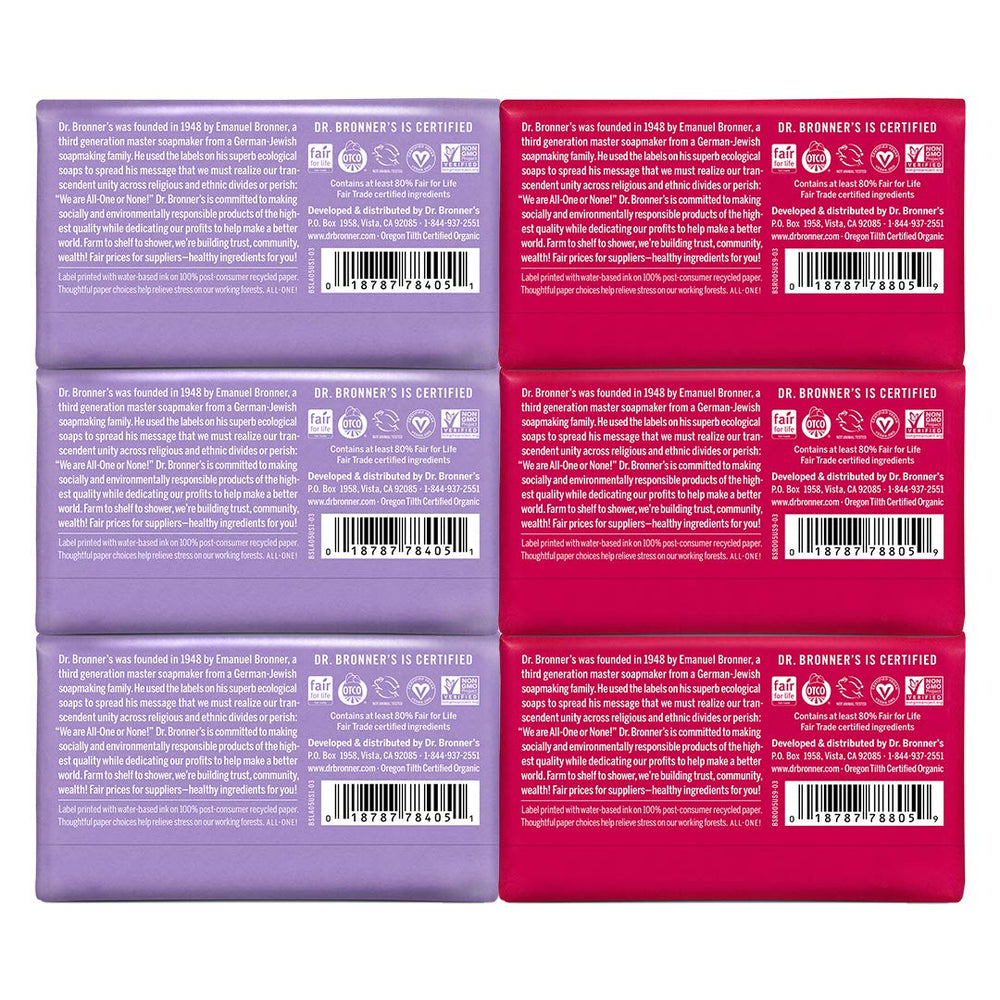 Dr. Bronner's savon-barre lavande 5oz, parfum naturel et soin quotidien.