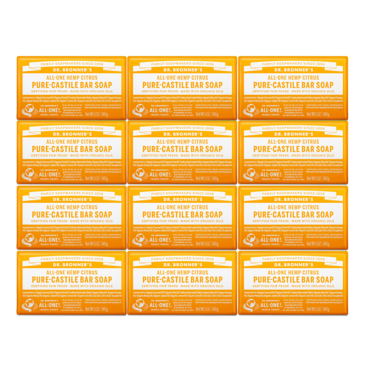Dr. Bronner's Savon Barre Citron offre une mousse riche pour visage et corps.
