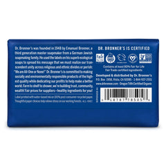Dr. Bronner's Savon Pur-Castile Menthe, mousse riche pour hydrater sans dessécher.