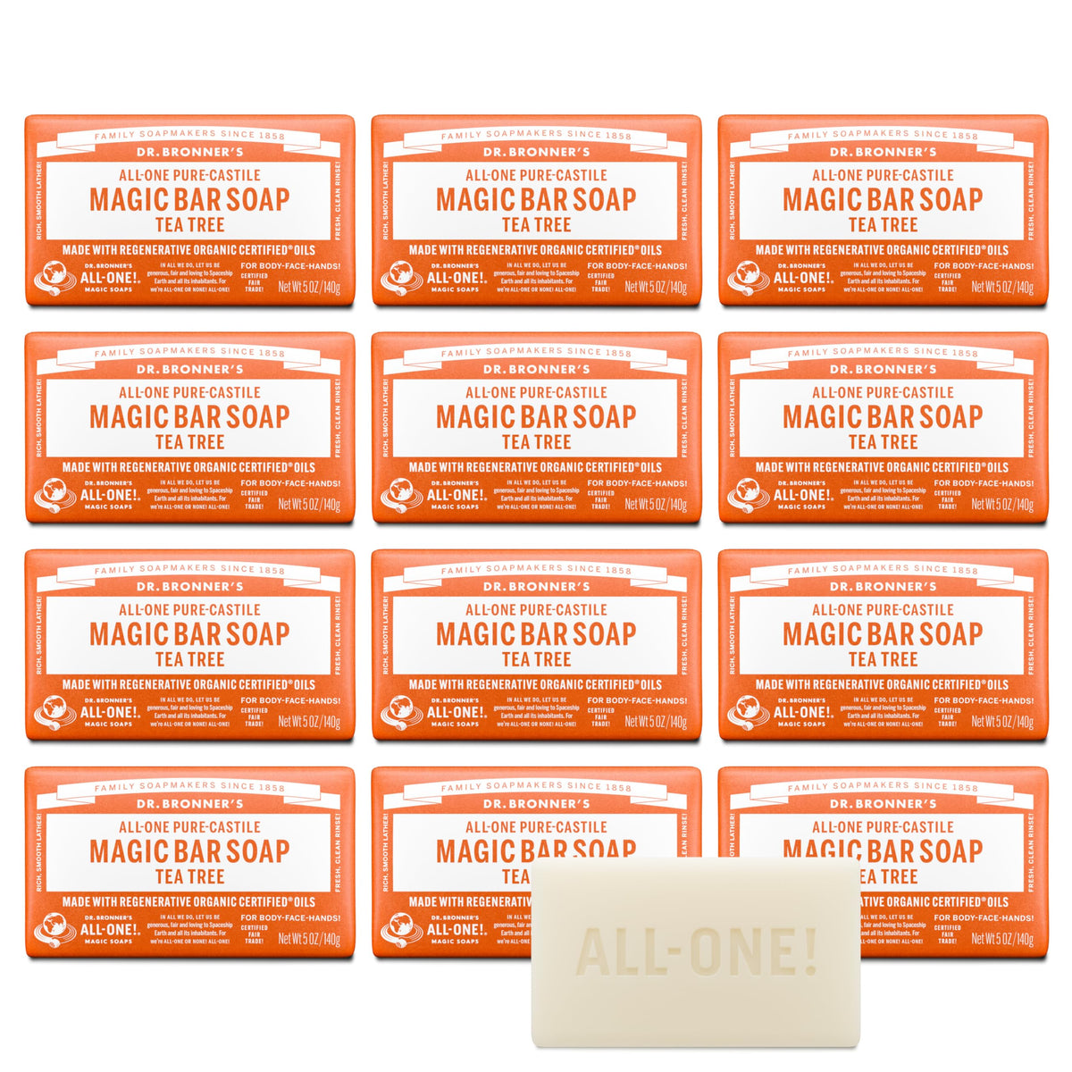 Dr. Bronner's Savon-barre Tea Tree: mousse riche pour visage