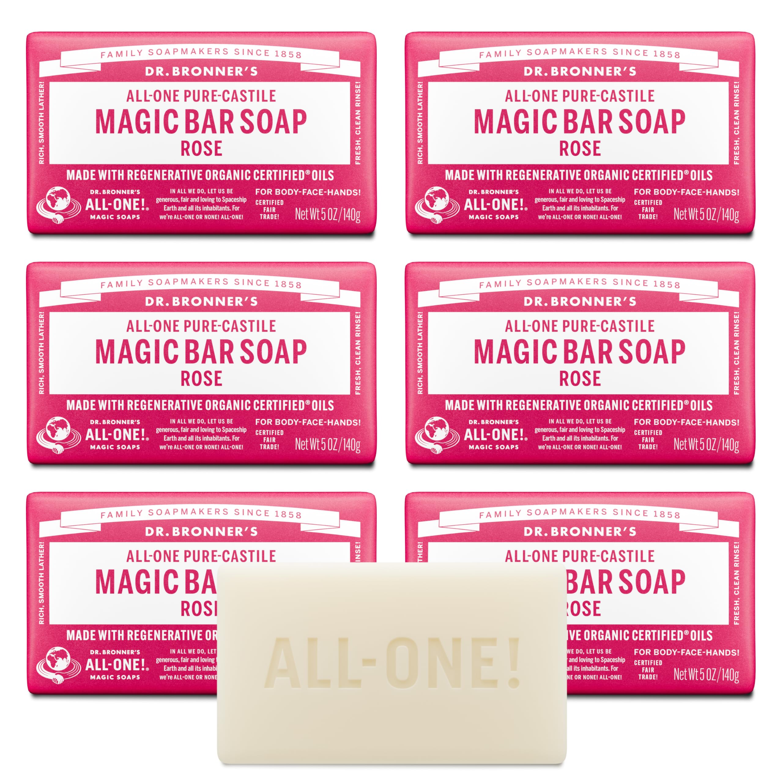Dr. Bronner's barre rose 5oz: mousse riche pour visage et corps