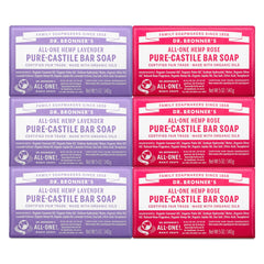 Dr. Bronner's savon-barre rose 5oz, hydratation douce visage et corps.