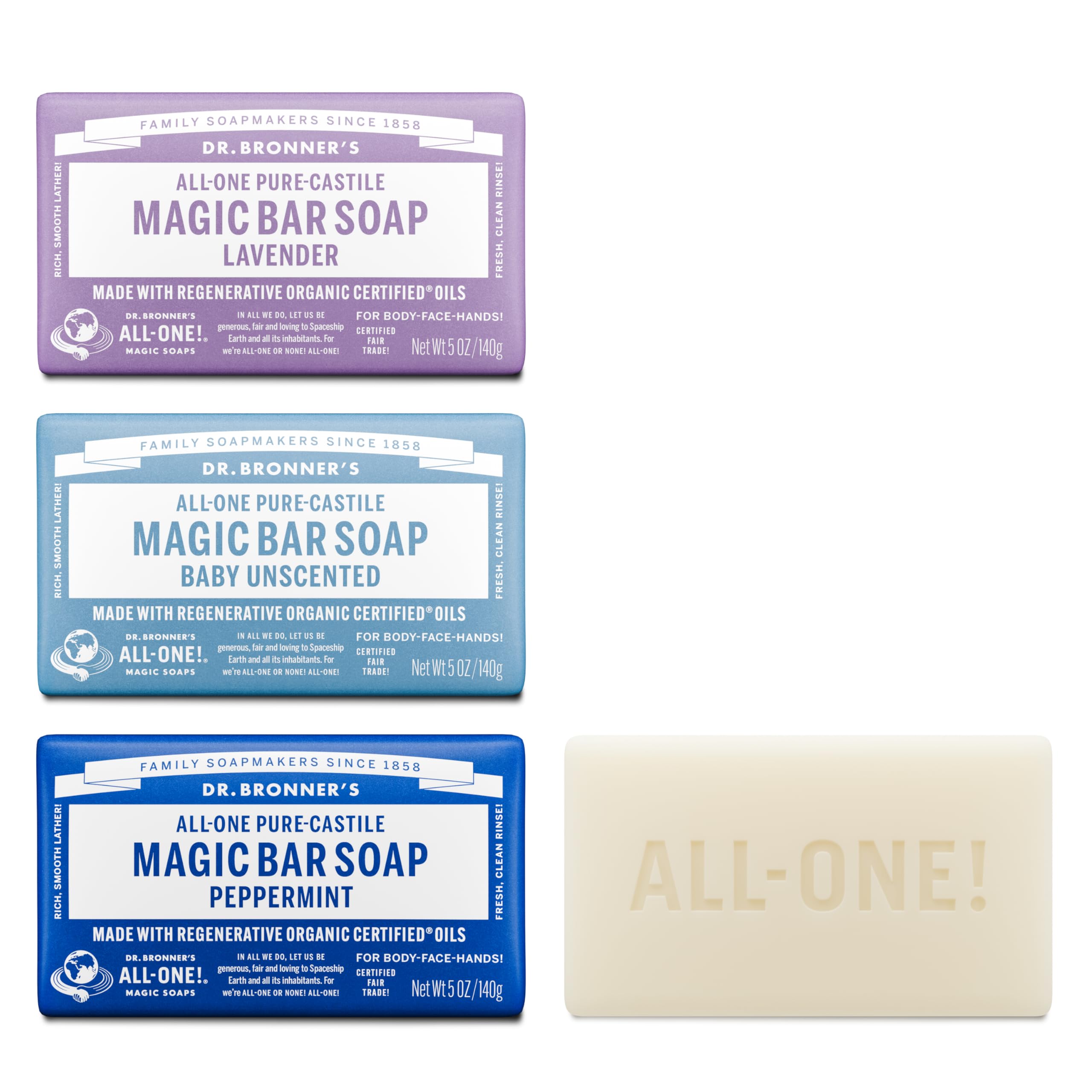 Barre menthe: Dr. Bronner’s offre une mousse nette et rafraîchissante pour le visage et le corps.