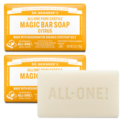 Dr. Bronner's savon en barre citrus 2 barres, nettoyage en douceur et parfum frais.