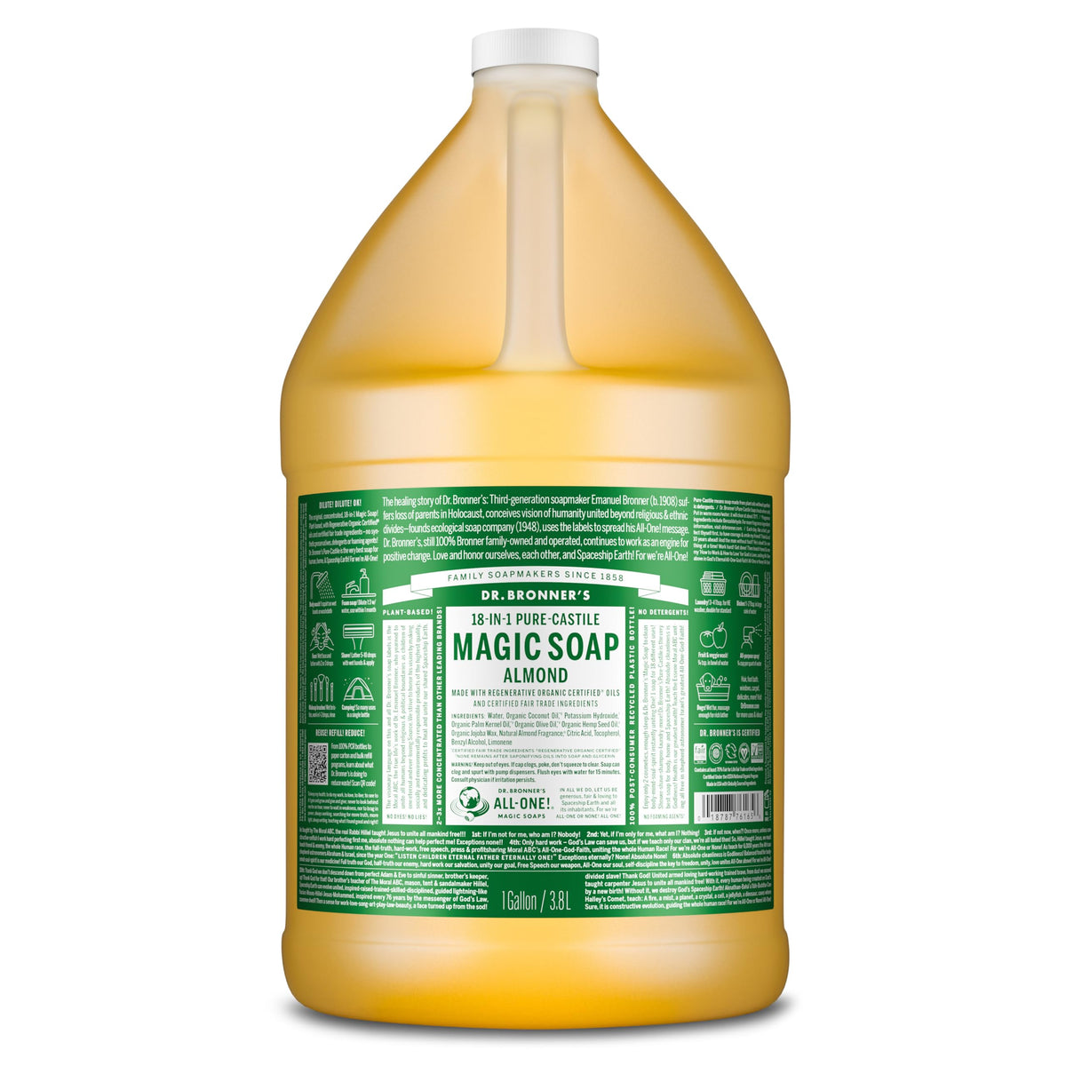 Dr. Bronner's savon pur-castile amande: bouteille et utilisation polyvalente naturelle.