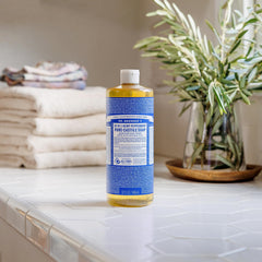 Dr. Bronner's Pure-Castile Menthe, usages multiples pour visage, corps, cheveux et lessive.