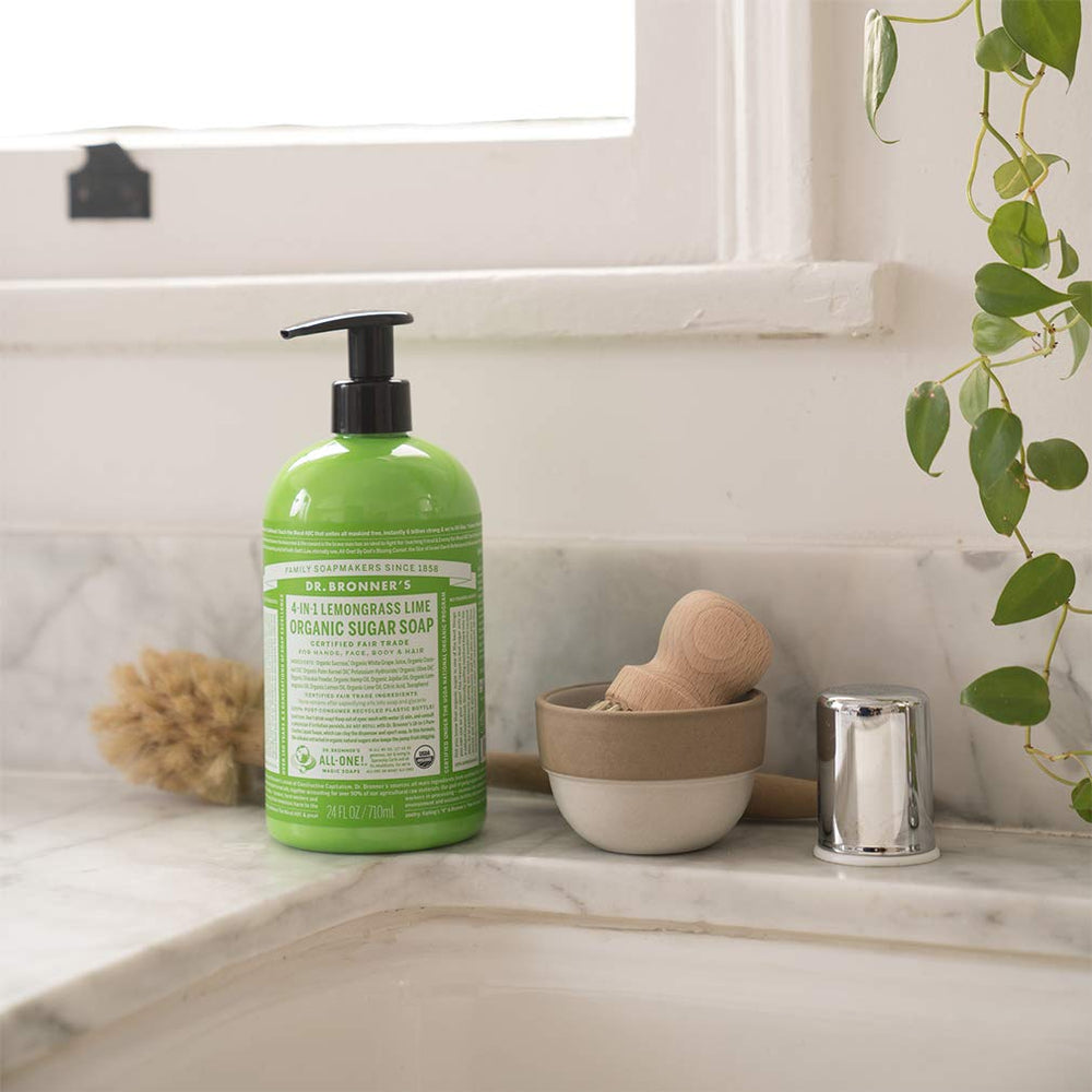 Dr. Bronner's Savon sucre bio mousse douce pour visage et cheveux