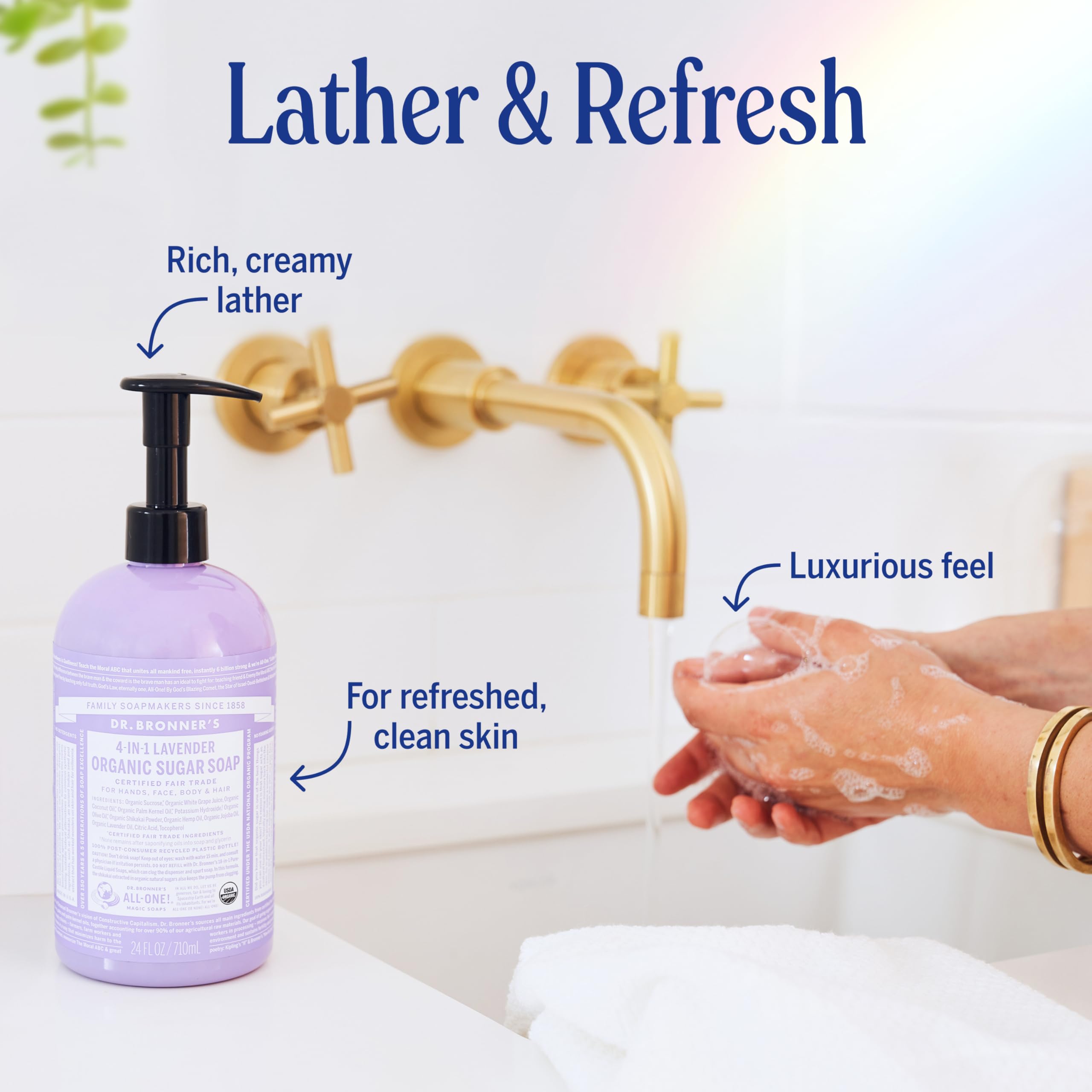 Cheveux après lavage avec Dr. Bronner's Savon Sucre Lavande.