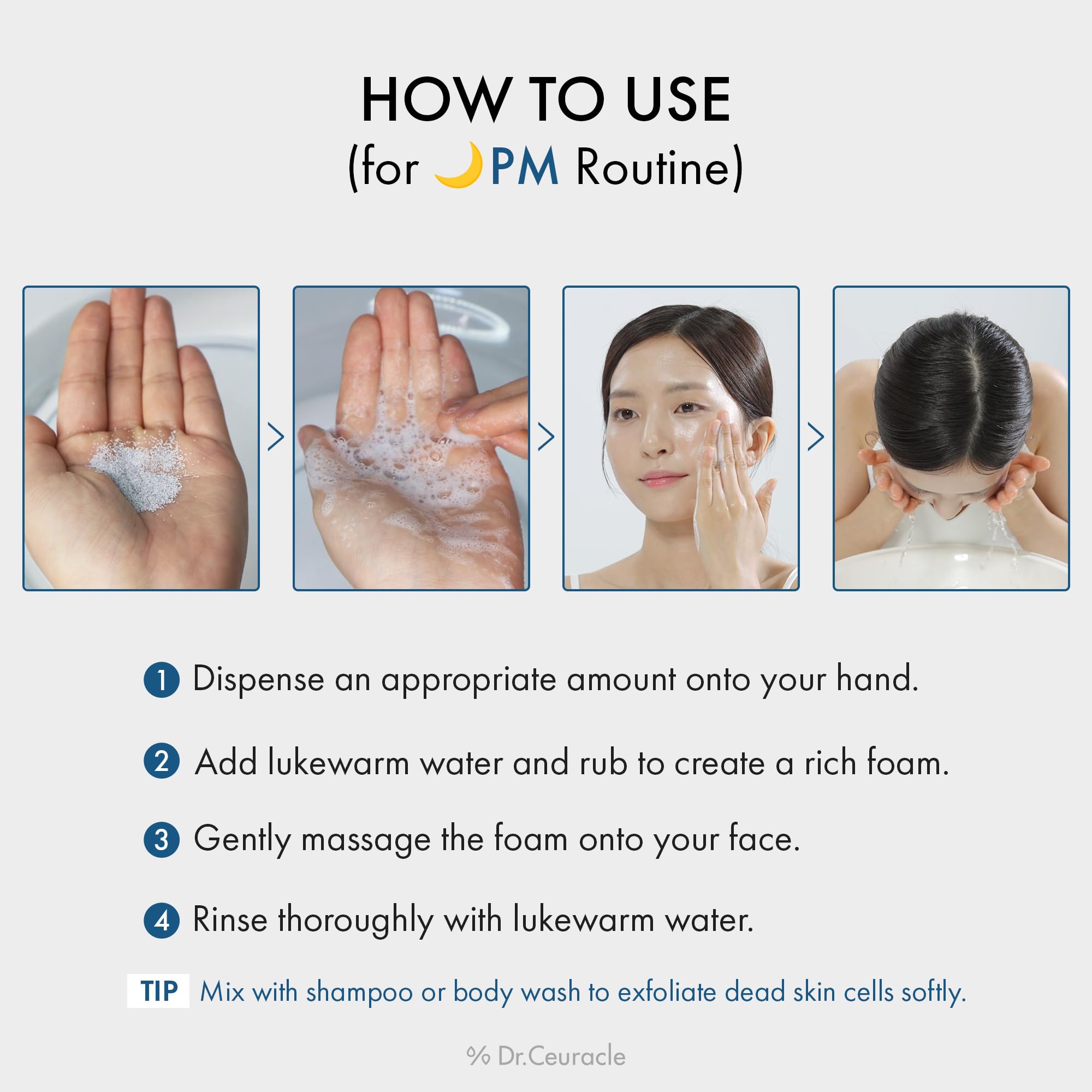 Dr.Ceuracle Pro Balance Enzyme Powder Face Wash usage quotidien pour teint équilibré