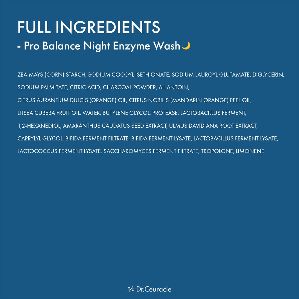 Dr.Ceuracle Pro Balance Enzyme Powder Face Wash allie science et ingrédients naturels