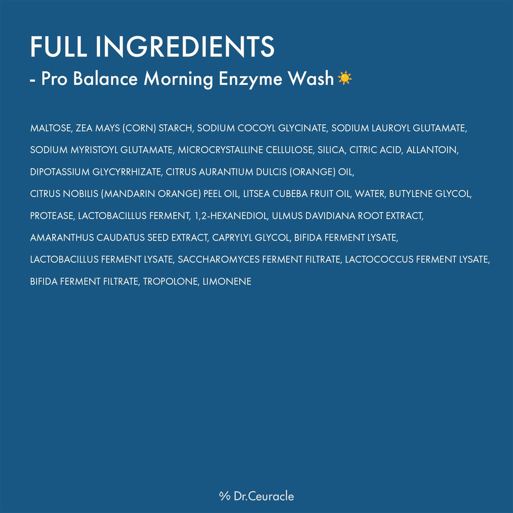 Dr. Ceuracle Pro Balance poudre enzyme – routine matin revitalisante pour la peau.