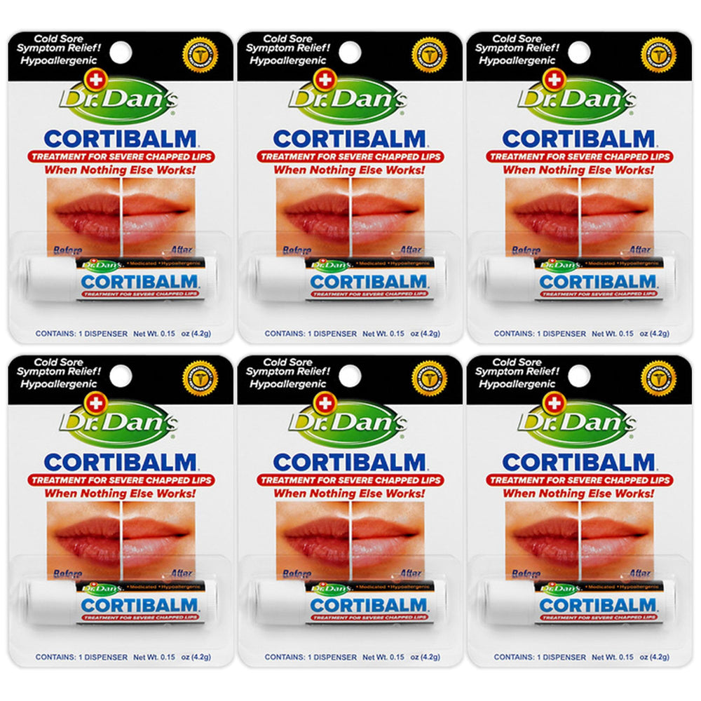 Dr. Dan's Cortibalm ensemble de 6, soin pratique pour lèvres abîmées