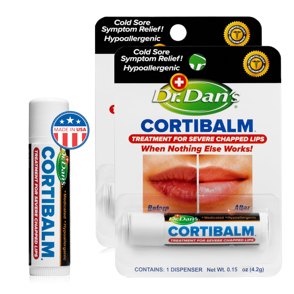 Texture soyeuse de Cortibalm offrant hydratation rapide pour lèvres sensibles.