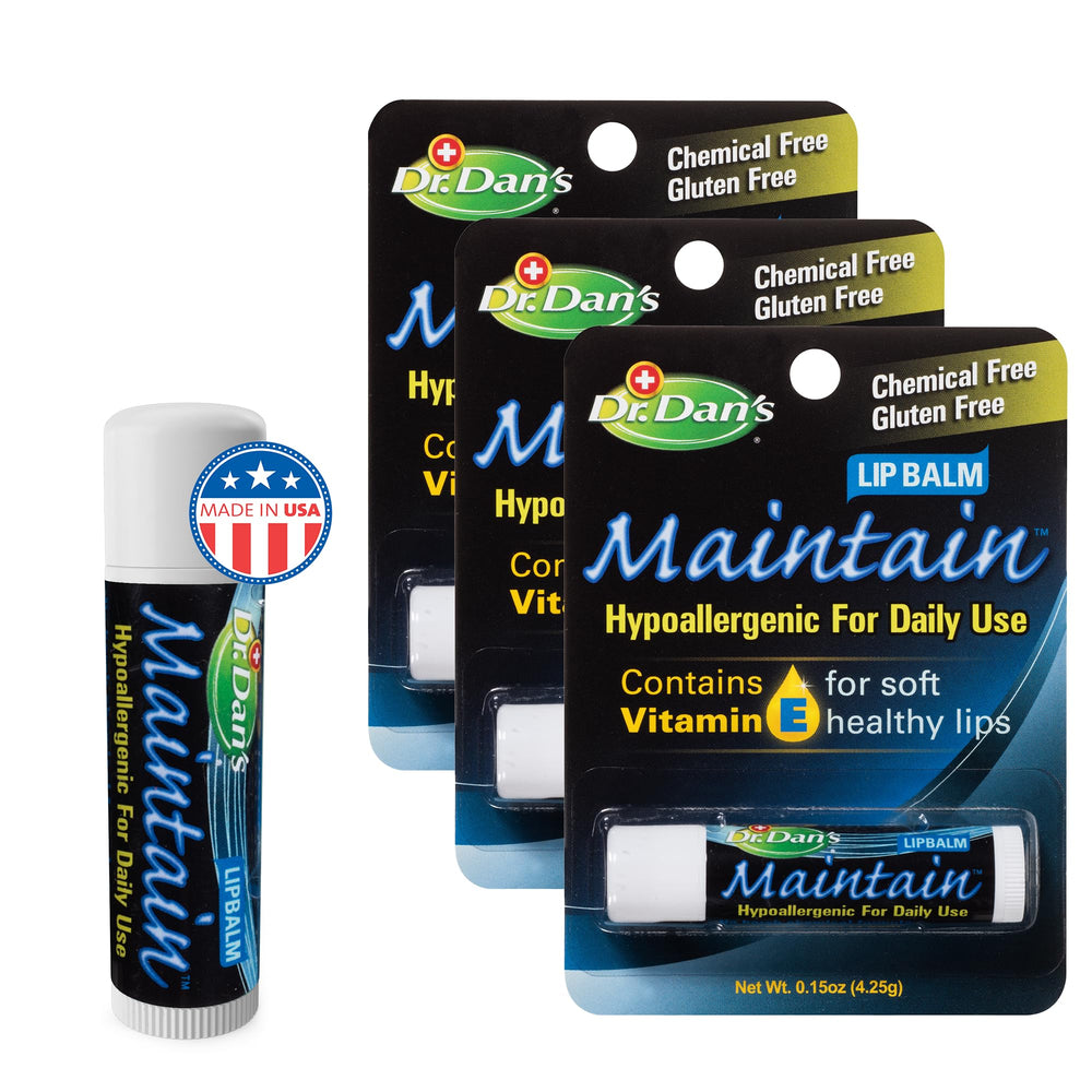 Dr. Dan's Maintain baume lèvres pack 3, hydratation quotidienne pour des lèvres douces