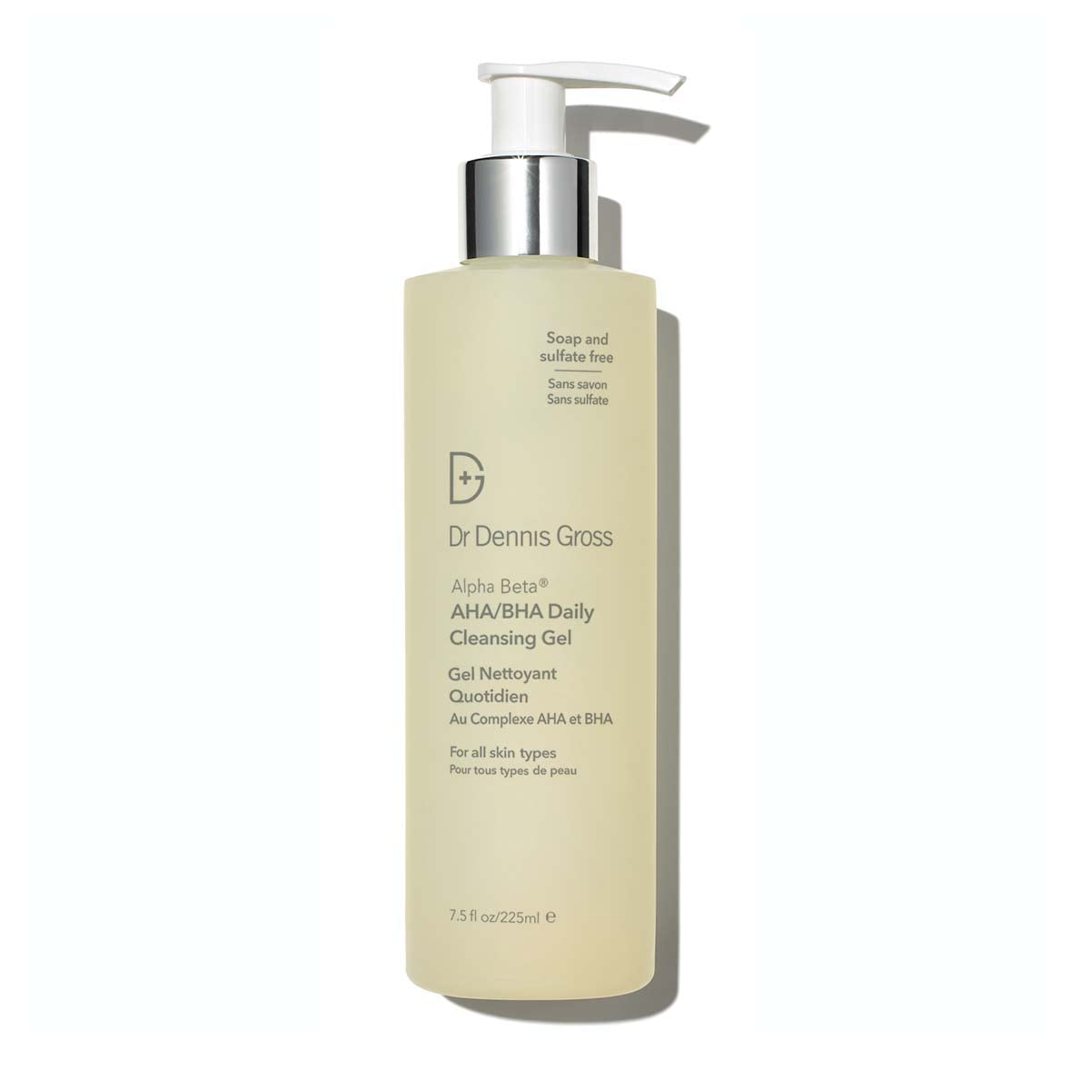 Dr Dennis Gross Alpha Beta – nettoyant quotidien, bouteille pompe pratique pour usage journalier.