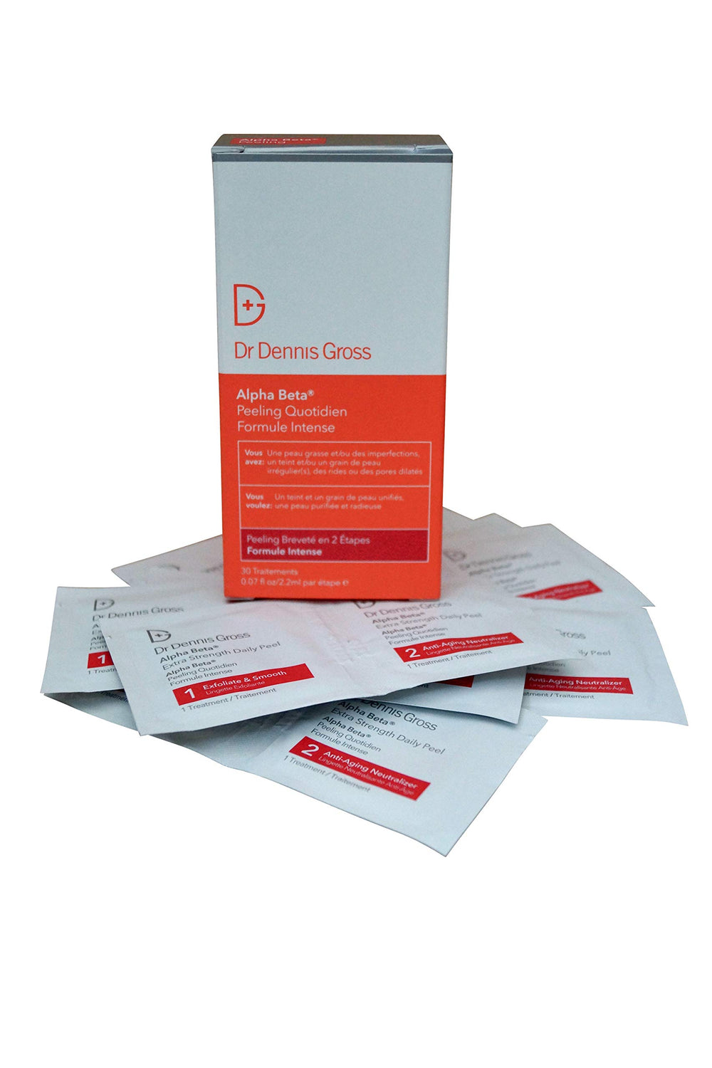 Dr. Dennis Gross Alpha Beta Peel sachets : application pratique pour un teint plus lumineux et lisse.