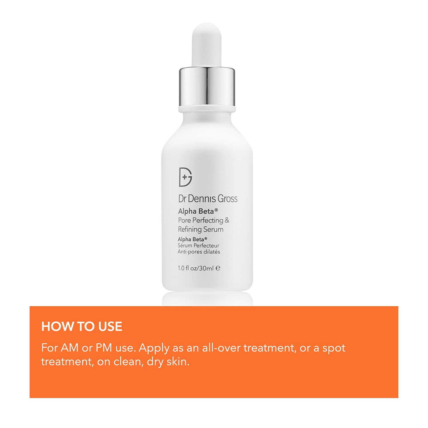Dr. Dennis Gross Alpha Beta Serum, focus sur les ingrédients Alpha-Beta et farnesol.