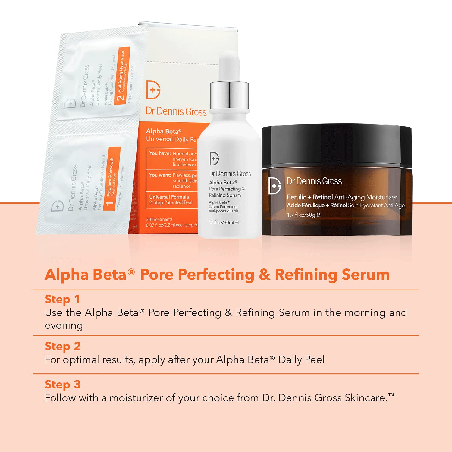 Dr. Dennis Gross Alpha Beta Serum, routine de soin apaisante et efficace.
