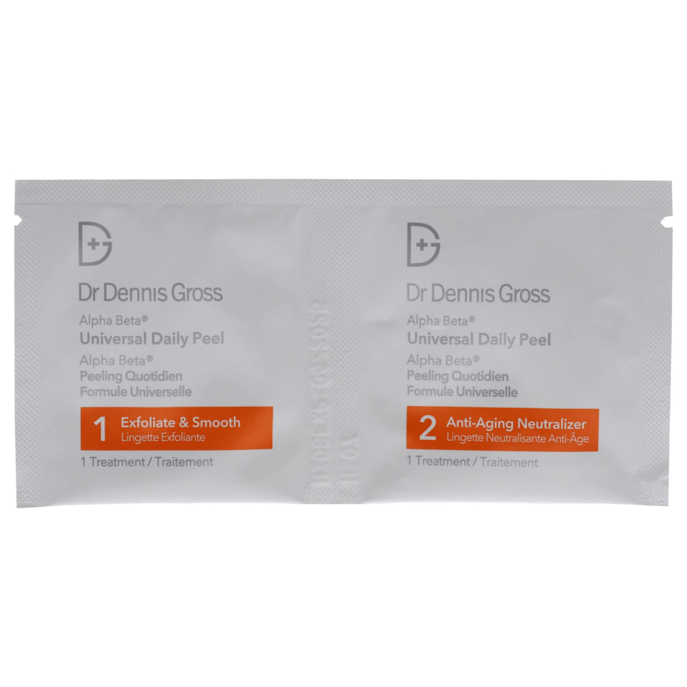 Dr Dennis Gross Alpha Beta Universal Daily Peel - étapes illustrant une routine quotidienne efficace.