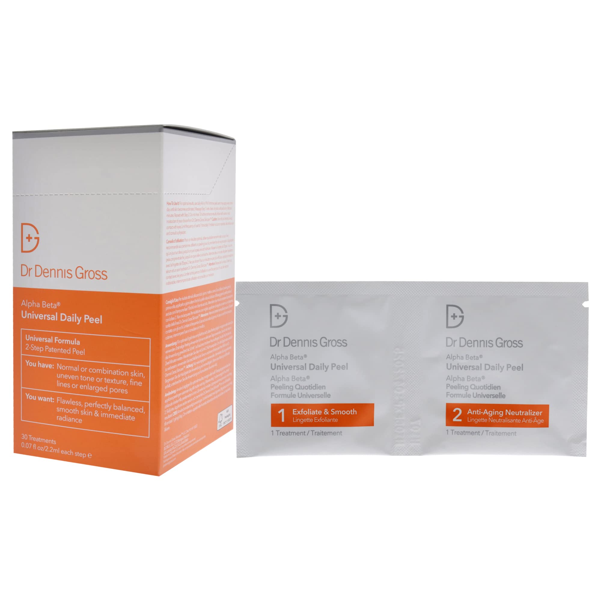 Dr Dennis Gross Alpha Beta Universal Daily Peel - usage quotidien facile pour une peau radieuse.