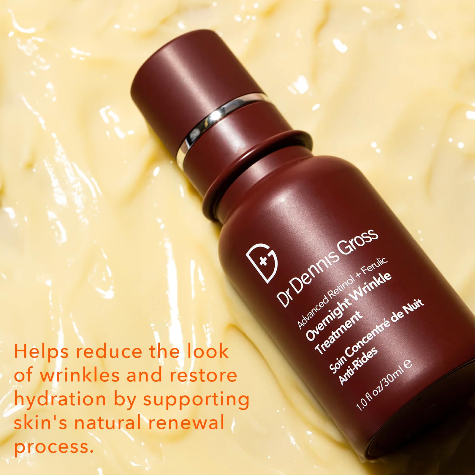 Texture crème soyeuse du soin sur peau propre pour le soir