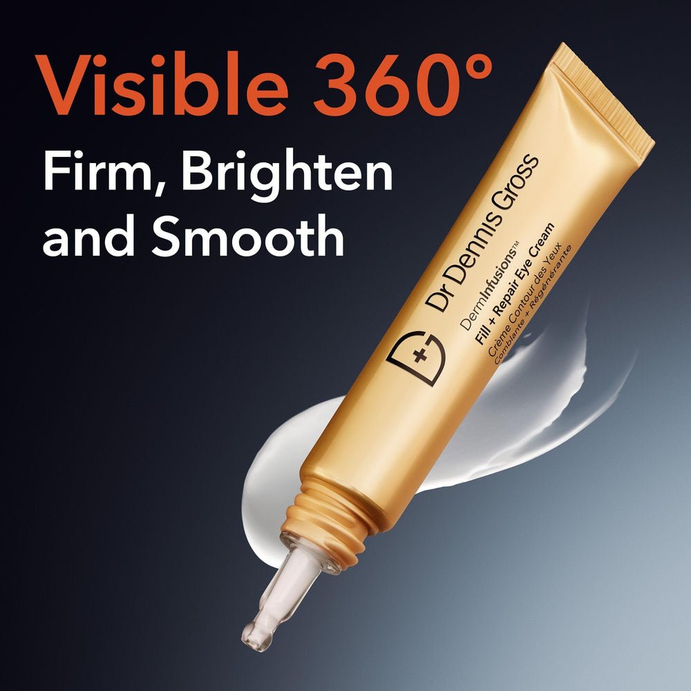 Crème contour des yeux Dr Dennis Gross DermInfusions, pot visible, texture onctueuse pour repulper légèrement.