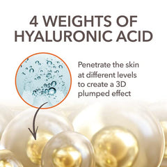 Quatre poids d'acide hyaluronique hydratent en profondeur.