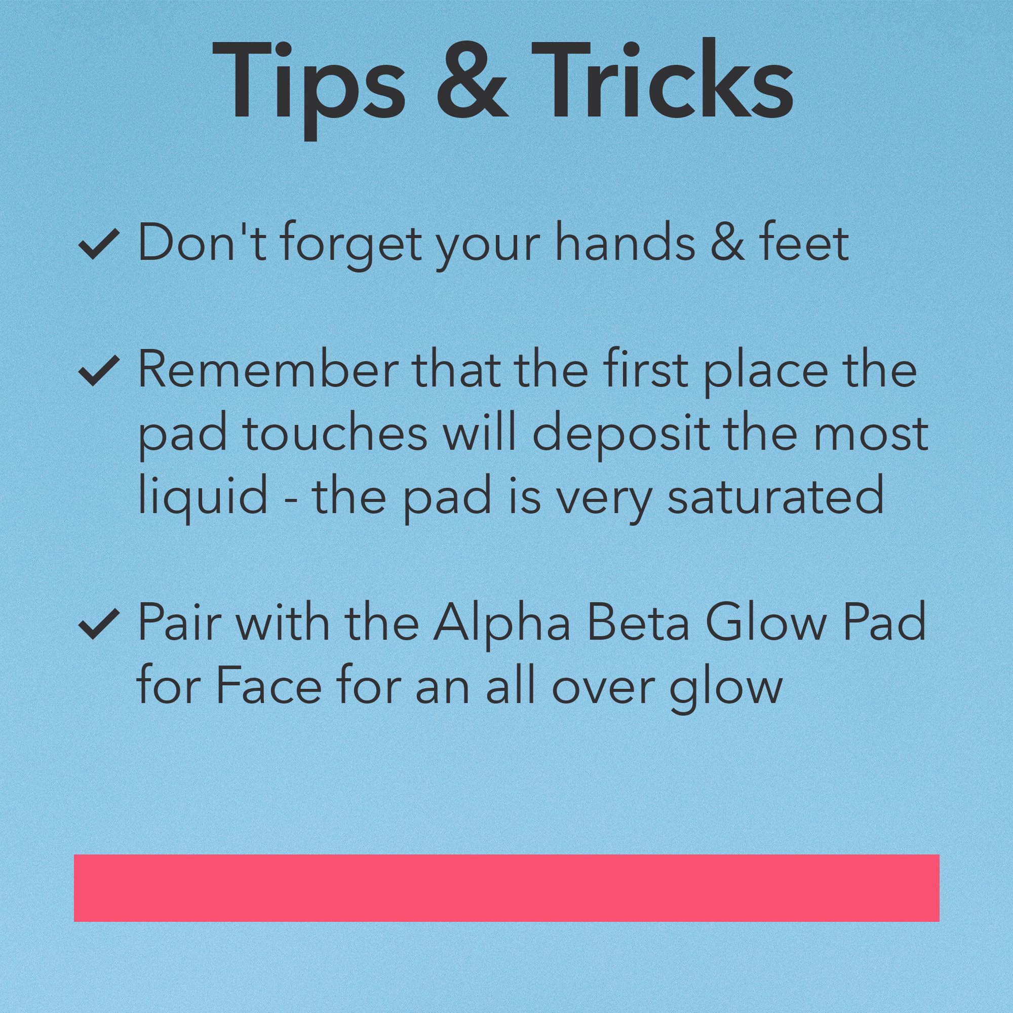 Pack pratique de huit lingettes Glow Pad pour le corps.