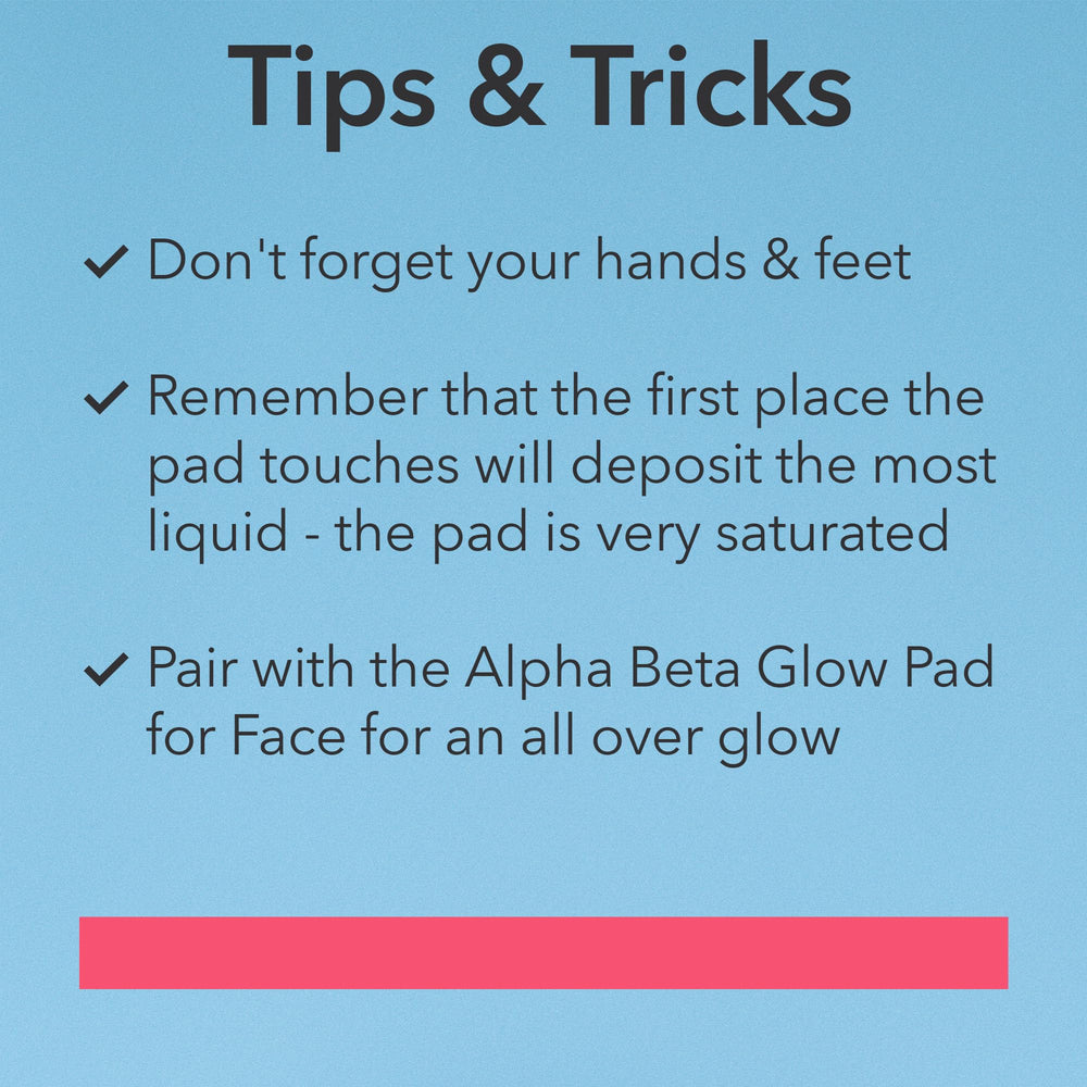 Pack pratique de huit lingettes Glow Pad pour le corps.