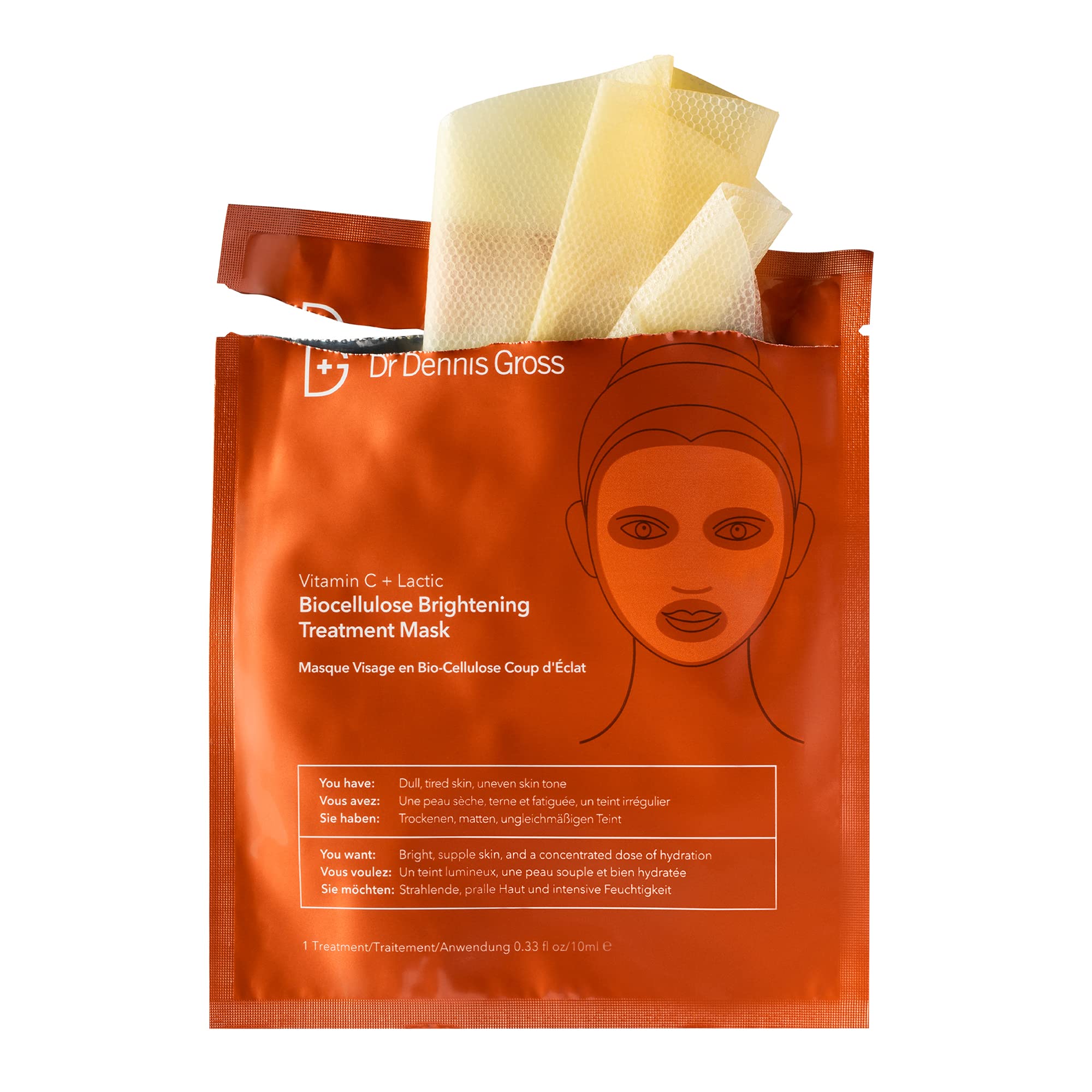 Masque biocellulose Dr Dennis Gross hydrate en profondeur la peau.