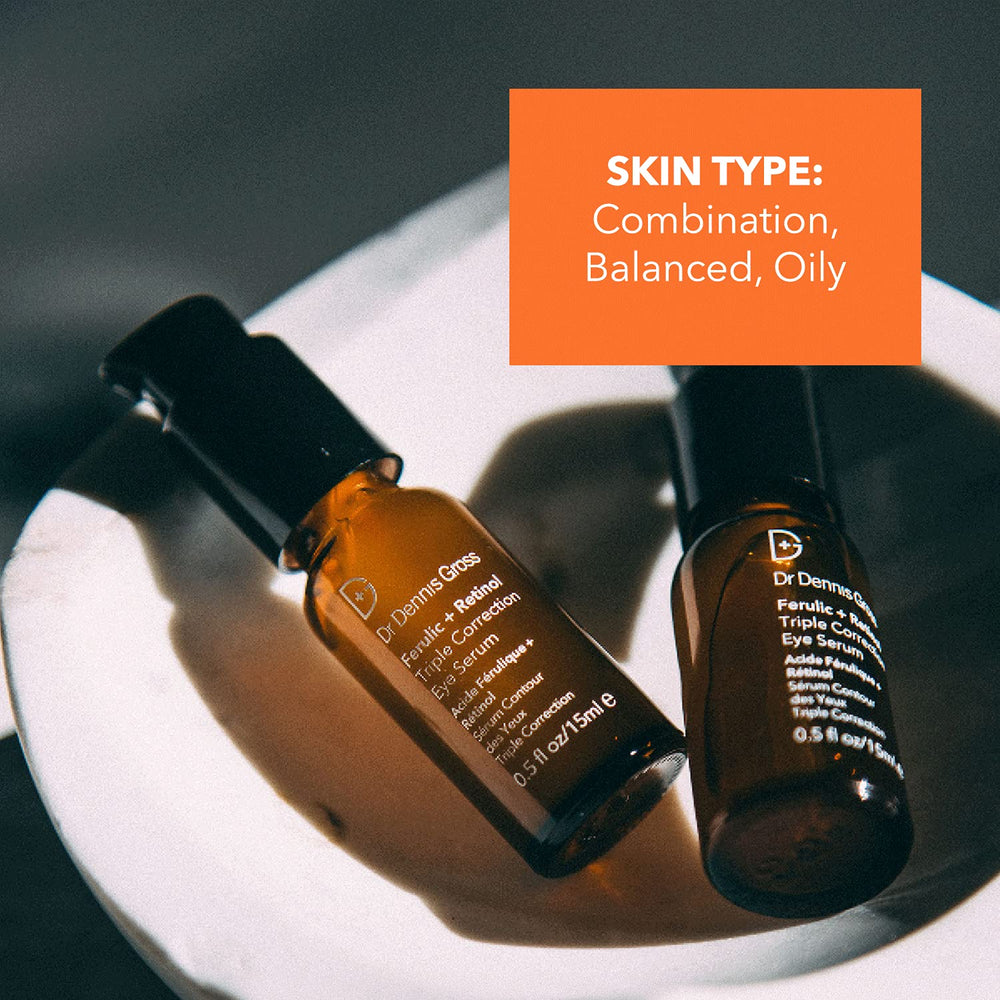 Dr Dennis Gross Sérum Yeux Ferulic Retinol – réduction des ridules et peau plus ferme.