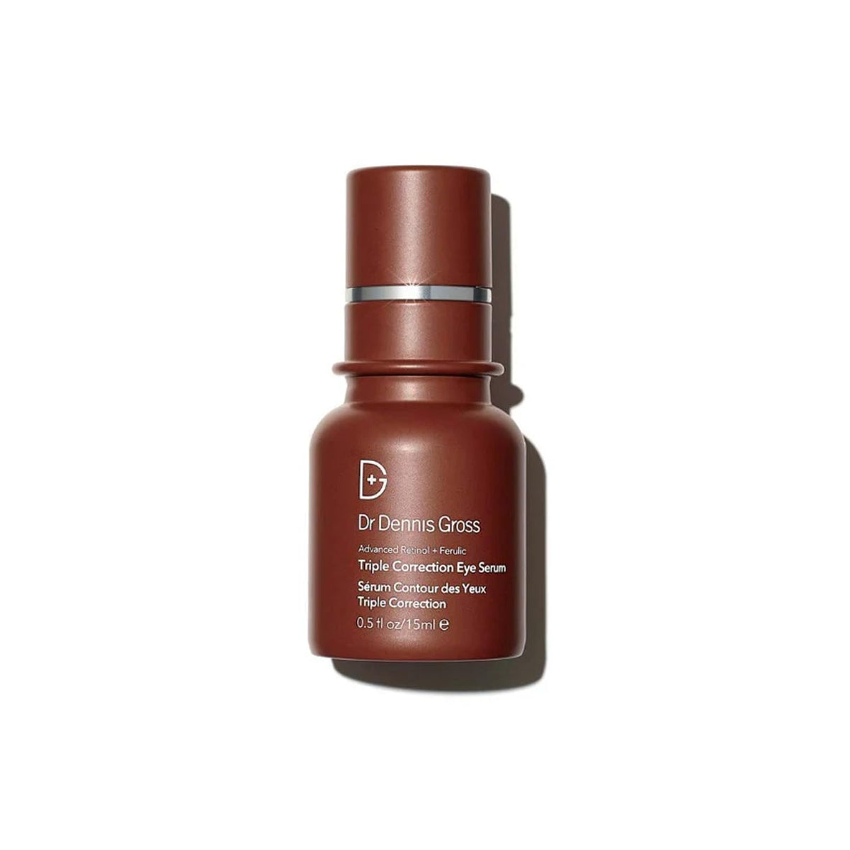 Dr Dennis Gross Sérum Yeux Retinol-Ferulique, bouteille, action ciblée sur les contours.