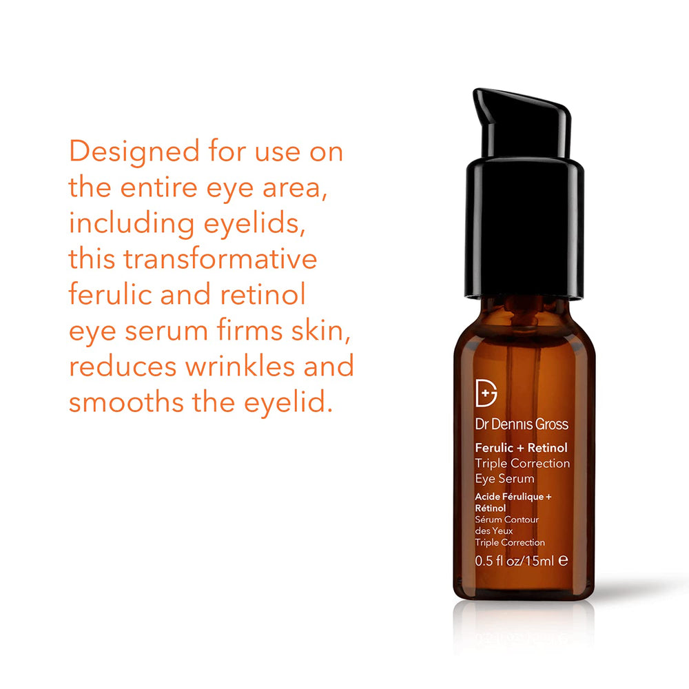 Dr Dennis Gross Sérum Yeux Ferulic Retinol – texture lisse autour des yeux.