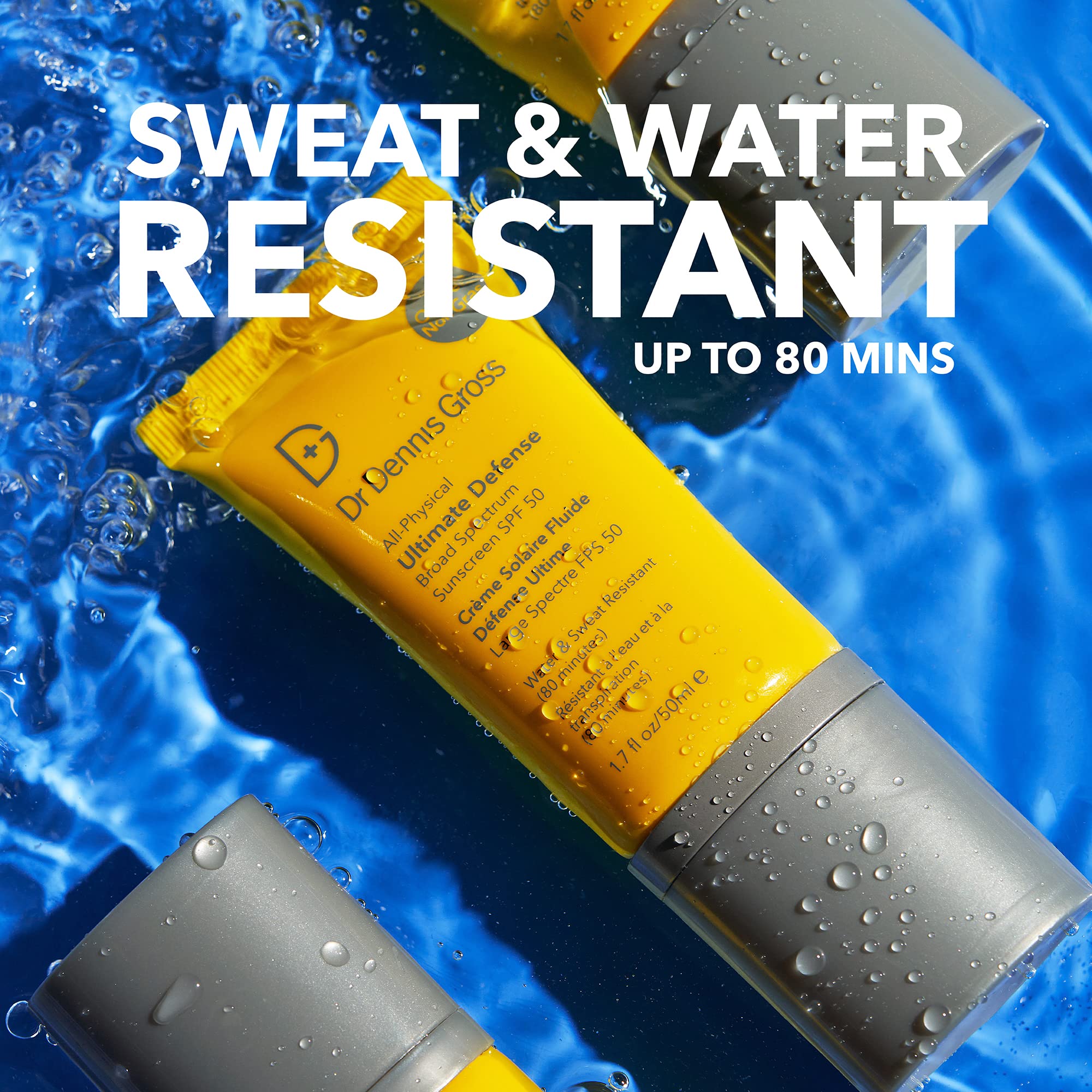 Protection résistante à l eau jusqu a 80 minutes pour Dr Dennis Gross Ultimate Defense SPF50